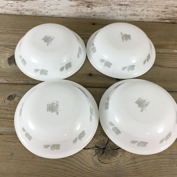 Set of 4 Corelle Friendship 10 Oz Dessert Bowls 5 3/4" White w/ Gray Flowers - Picture 2 of 16